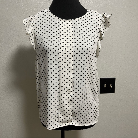 Forever 21  Polka Dot Pleated Flutter Top - Small - Picture 2 of 8